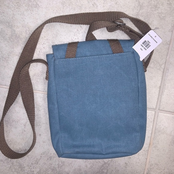 L. L. Bean Utility Crossbody Blue Brown Canvas Bag - Picture 6 of 10